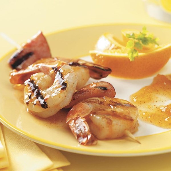 Grilled shrimp with apricot sauce