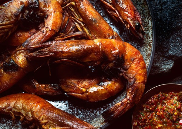 Grilled shrimp with chile, cilantro, and lime