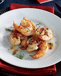 Grilled shrimp with citrus-sambal-oelek dressing