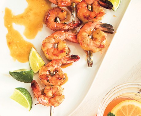 Grilled shrimp with molasses-guava glaze