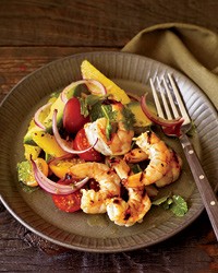 Grilled shrimp with Mom's avocado-and-orange salad