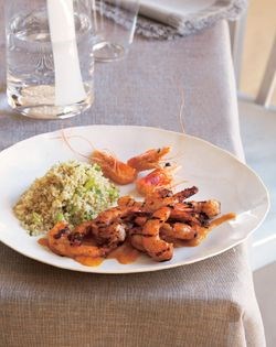 Grilled shrimp with tamarind, roasted pepper, and chile