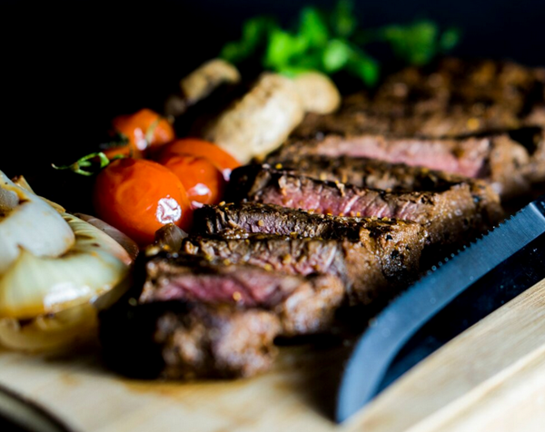 Grilled sirloin with creamy salsa verde