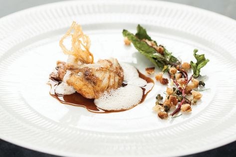 Grilled skate wing with Swiss chard