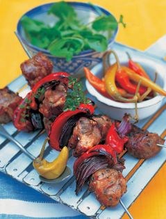 Grilled skewered lamb