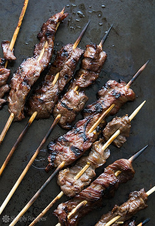 Grilled skirt steak skewers