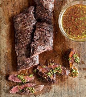 Grilled skirt steak with chimichurri
