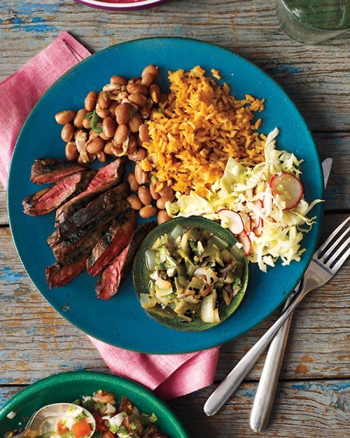 Grilled skirt steak with poblano relish