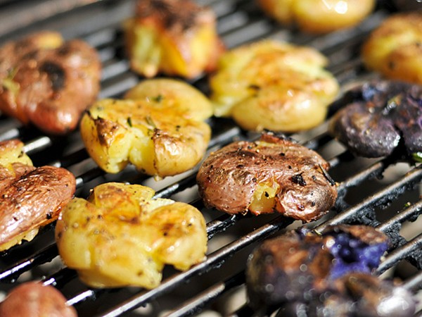Grilled smashed potatoes 