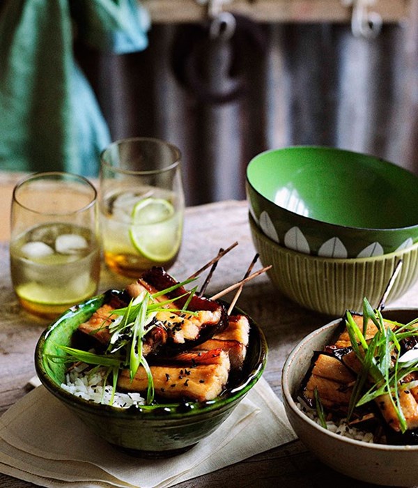 Grilled smoked eel in sweet soy glaze