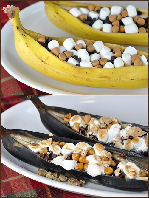 Grilled s’mores banana boats