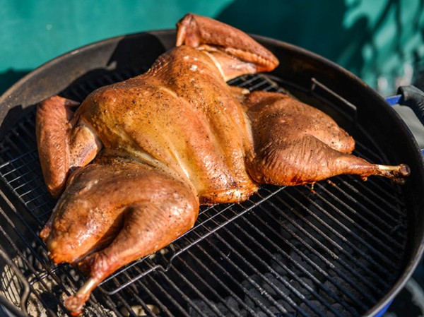 Grilled spatchcocked turkey