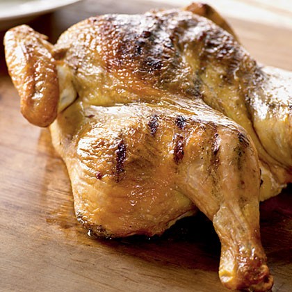 Grilled spice-rubbed whole chicken
