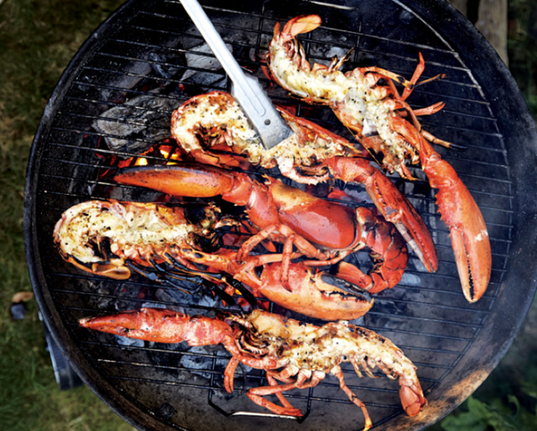 Grilled split lobster