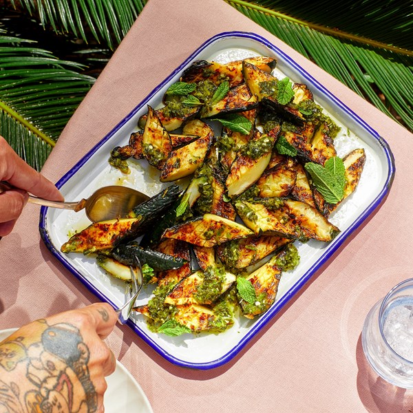 Grilled squash with nuoc cham chimichurri 