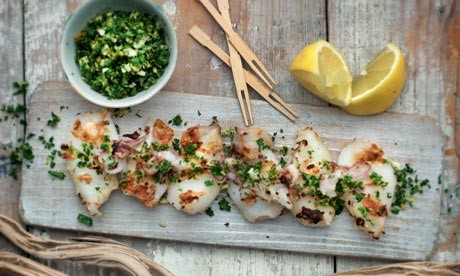 Grilled squid with gremolata