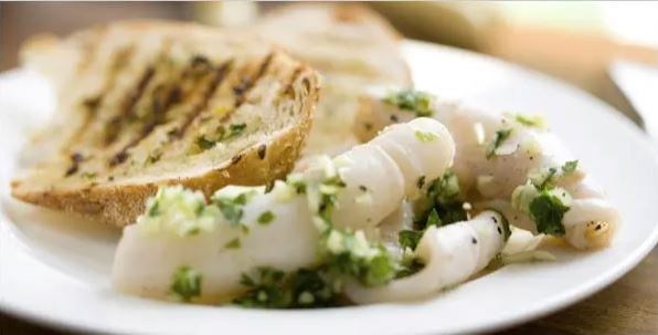 Grilled squid with snail butter