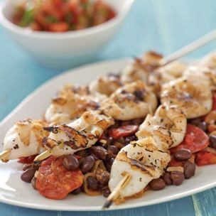 Grilled squid with spicy black beans 