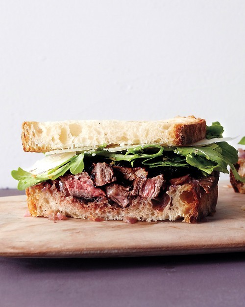 Grilled steak and onion sandwich