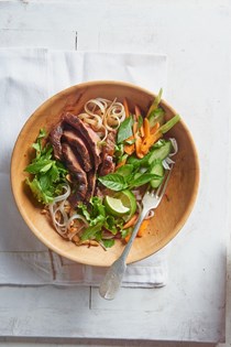 Grilled steak and rice noodle salad