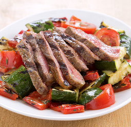 Grilled steak and vegetable salad