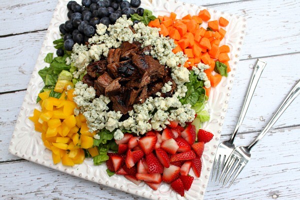 Grilled steak chopped summer salad