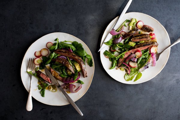 Grilled steak salad with chile and brown sugar