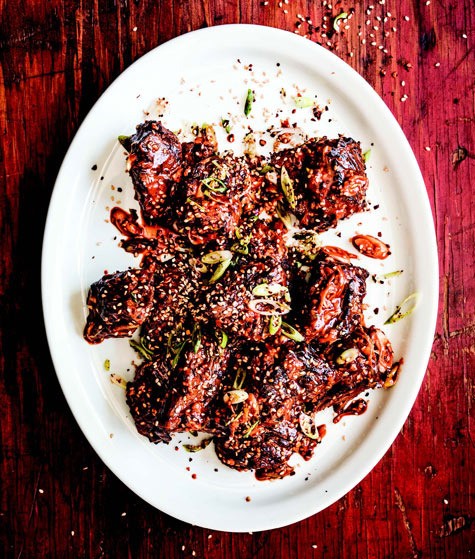 Grilled steak tips with homemade Korean barbecue sauce