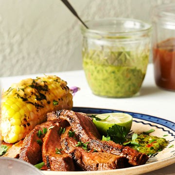 Grilled steak with chimichurri sauce