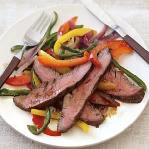 Grilled steak with sweet peppers