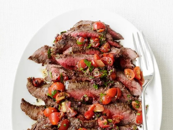 Grilled steak with tapenade