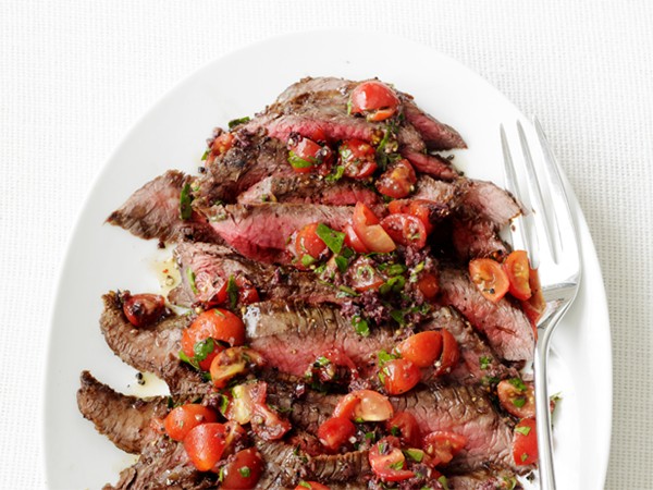 Grilled steak with tapenade