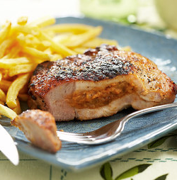 Grilled stuffed pork chops