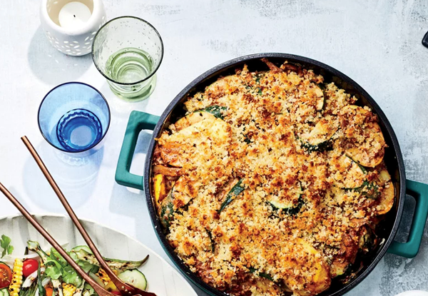 Grilled summer squash casserole