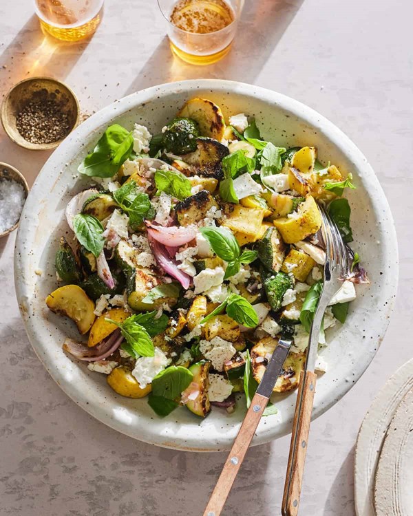 Grilled summer squash with feta