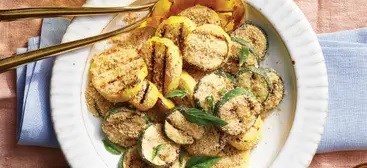 Grilled summer squash with seasoned bread crumbs 