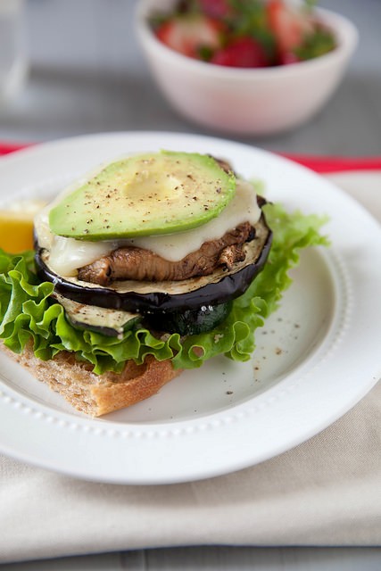 Grilled summer veggie open-faced sandwiches