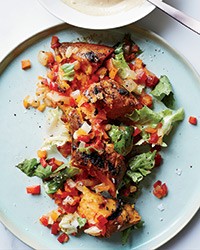 Grilled sweet potatoes with jerk vinaigrette