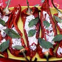 Grilled sweet Romano peppers