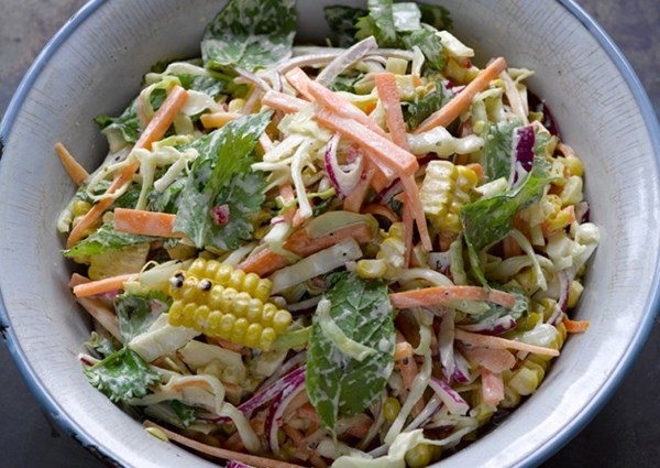 Grilled sweetcorn slaw