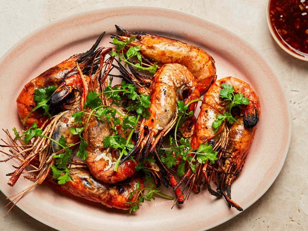 Grilled tamarind marinated prawns