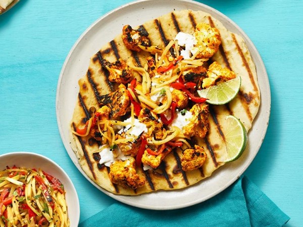 Grilled tandoori cauliflower wraps 