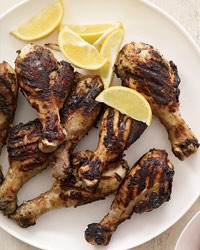 Grilled tandoori-style chicken drumsticks
