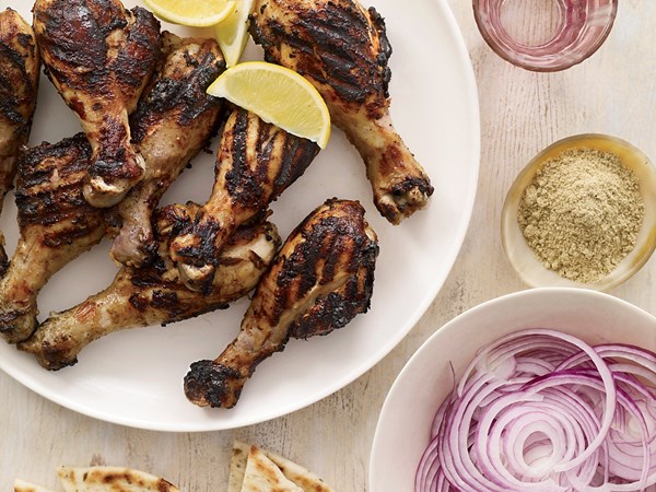 Grilled tandoori-style chicken drumsticks