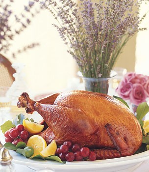 Grilled tea-brined turkey with tea-and-lemon gravy