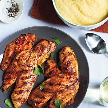 Grilled tilapia with smoked paprika and Parmesan polenta