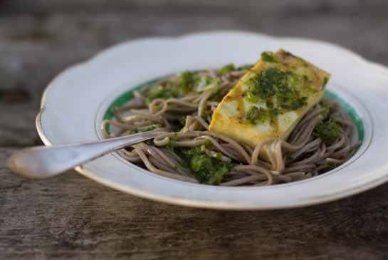Grilled tofu and soba noodles