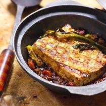 Grilled tofu with Chinese sausage and black beans