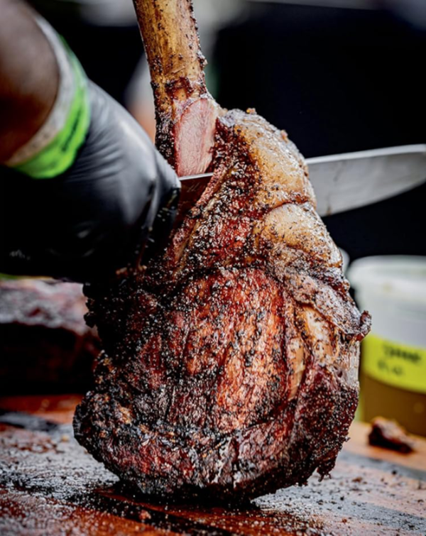 Grilled tomahawk rib eye