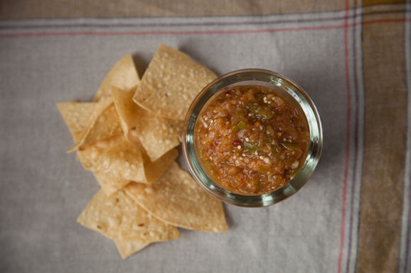 Grilled tomatillo and pineapple salsa